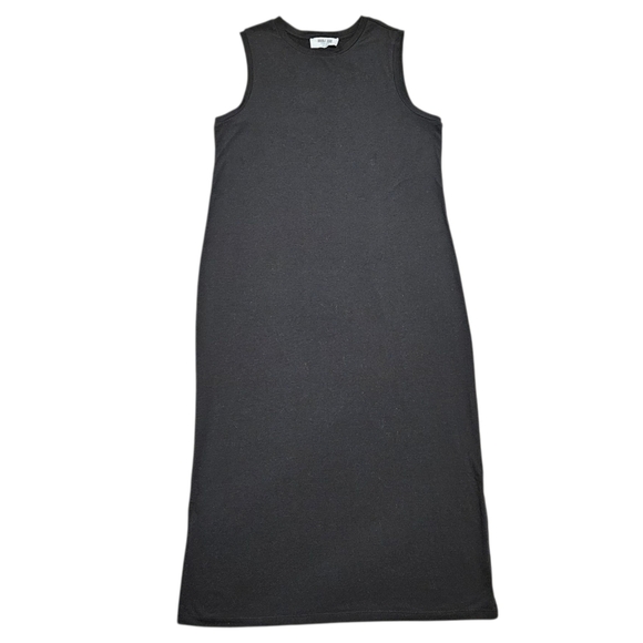 Double Zero Elevated Basic Black Midi Tank Dress | Minimalist Stretch Knit M - Picture 2 of 9